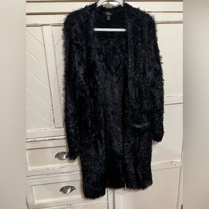 So so soft! Black furry duster.